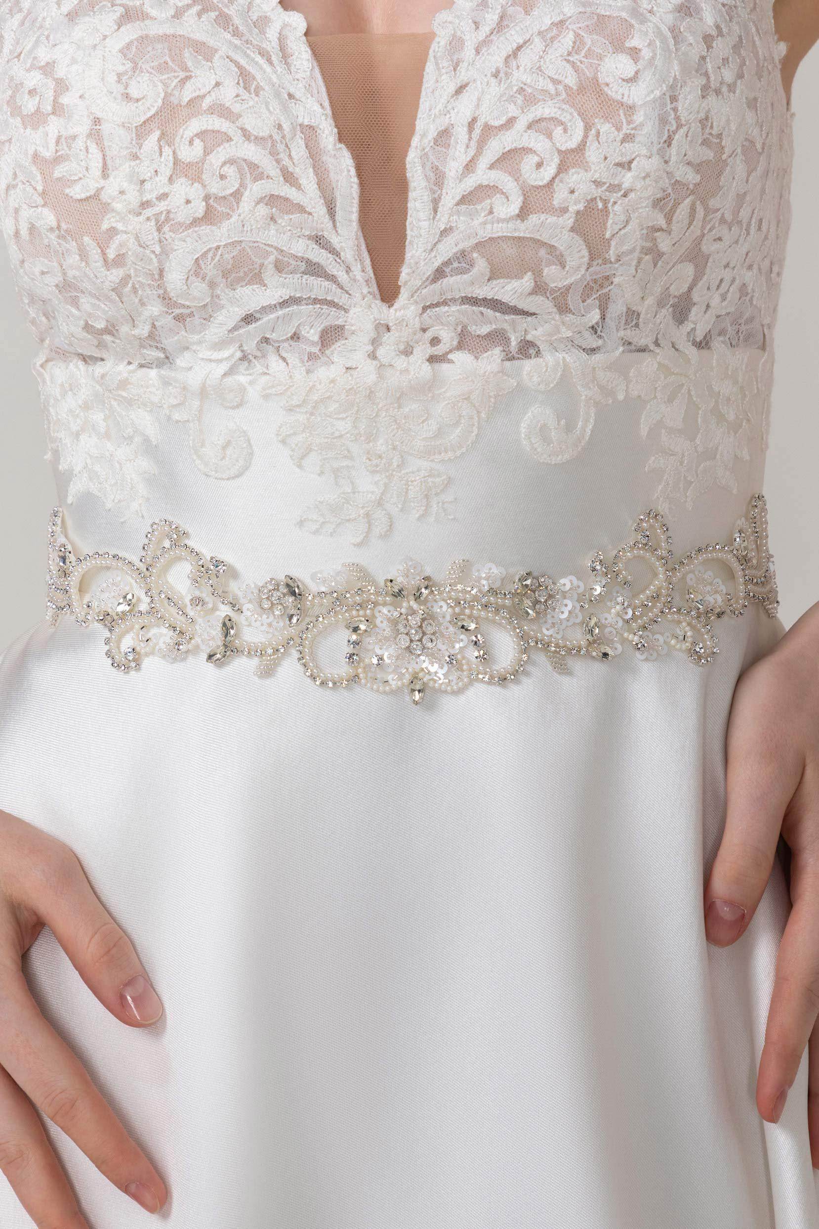 Ribbons Wedding Sash With Rhinestone and Sequins CC0074 - COCOMELODY